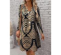 Robe mi-longue à manches longues pour femmes - Robe style bohème ample et décontractée, robe fluide pour le bureau et le w nd, robe bohème à imprimé intégral, mode d'été élégante L,M,S,XL,XXLTissu