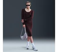 Robe mi-longue ajustée et côtelée à manches longues Nike Chill Knit pour femme Burgundy Crush/Sail XL (FR 50-52)