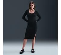 Robe mi-longue ajustée et côtelée à manches longues Nike Chill Knit pour femme Noir/Sail XS (FR 34-36)