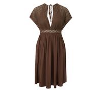 Robe mi-longue dÃ©colletÃ© plongeant femme QS Marron 32