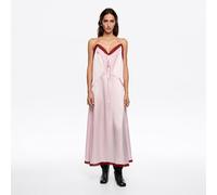 Robe mi-longue droite mix de tissus rose S