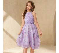Robe mi-longue élégante et luxueuse verte sans manches pour filles, convient pour les vacances, les mariages, les demoiselles d'honneur, les festivals, les représentations, les fêtes, les anniversaire