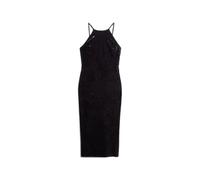 Superdry Black Lace Back Velvet Midi Dress Black EU 38 (UK 10)