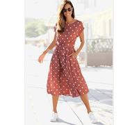 Robe mi-longue encolure haute - LASCANA - marsala-crème-imprimé MARSALA-CRÈME-IMPRIMÉ 48