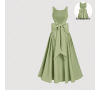 Robe mi-longue évasée sans dos avec nœud papillon, robe de mariée, robe de rendez-vous, robe de la Saint-Valentin L,M,S,XL,XS,XXL,XXS,XXXL,XXXXLUnicoloreTissu tissé
