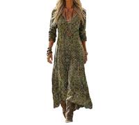 Robe Mi Longue Femme Floral Imprimé Décontracté Robe d'été Mini à Manches Courtes à Col en V Courte Fleurie Volants Bohème Imprimé Floral Elégant Tendance Black Mini Dress with (#011 Vert Foncé,4XL)