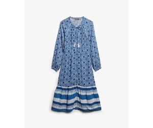 Robe mi-longue imprimÃ©e Ã manches longues femme Superdry Bleu XS