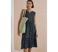 Robe mi-longue imprimée à col fendu