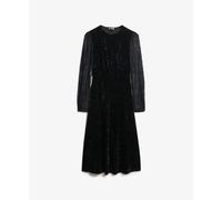 Robe mi-longue manches en dentelle en velours femme Superdry Noir XS