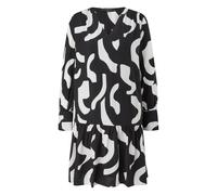 Robe mi-longue manches longues en viscose imprimÃ©e col V femme COMMA Noir 44