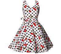 Robe mi-longue Rockabilly de Belsira - Swing-Kirschenkleid - S à 4XL - pour Femme - noir/blanc 3XL