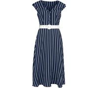 Robe mi-longue Rockabilly de Voodoo Vixen - Robe Rayée Évasée Large Col - XS à 4XL - pour Femme - bleu/blanc 3XL