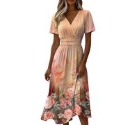 Robe Mi Longue sans Manche Chic Cuir an Orange Hippie Belle Volant Champêtre V Arabe Mariniere Elastique Deux Élastiquée Rapide Doree Boulevard Couture Diner