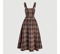 Robe mi-longue vintage à carreaux avec ourlet évasé, style cottagecore, inspiration western, mode bohème, rétro années 70, Y2K, parfaite pour un rendez-vous, une fête, un événement royal, un festival