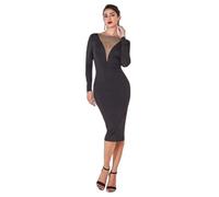 Robe midi Ã col bÃ©nitier femme Goddiva Noir 38