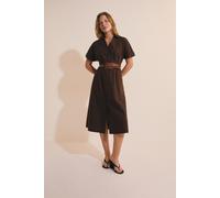 Robe midi avec boutons en coton - Roberto - XS - Brown - Femme - Etam