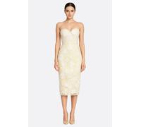 Robe midi blanche bustier transparente à dentelle florale - M
