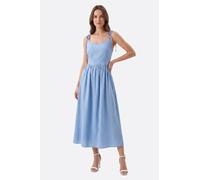 Robe midi bleu ciel à dos ouvert et bretelles nouées