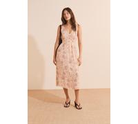 Robe midi col V à motifs - Roma Imp - M - Rose - Femme - Etam