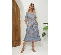 Robe midi décontractée à imprimé floral pour femme, coupe ample, manches mi-longues, légère pour bureau, voyage, rendez-vous galant, w nd
