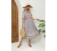 Robe midi décontractée à imprimé floral pour femme, coupe ample, manches mi-longues, légère pour bureau, voyage, rendez-vous galant, w nd