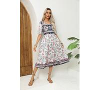 Robe midi décontractée à imprimé floral pour femme, coupe ample, manches mi-longues, légère pour bureau, voyage, rendez-vous galant, w nd