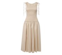 Robe midi en coton froncÃ© femme COMMA Beige 40