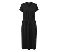 Robe midi en mélange de coton avec cordon de serrage et col en V femme s.Oliver Noir 32