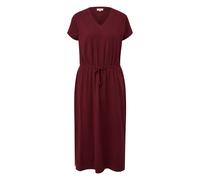 Robe midi en mélange de coton avec cordon de serrage et col en V passepoilé coupe ample grenade femme s.Oliver Rouge 46