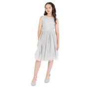 Robe Midi Fille - MAYA DELUXE - PL1-11-237 - Paillettes - Noeud Ceinture - Gris Clair 5-6 ans