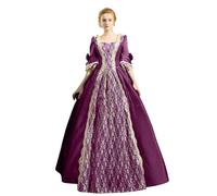 Robe midi gothique trapèze avec corset et manches cloches pour occasions festives, robe de cocktail élégante grande taille pour femme, robe de fête romantique de style victorien, lilas, 5XL