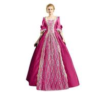 Robe midi gothique trapèze avec corset et manches cloches pour occasions festives, robe de cocktail élégante grande taille pour femme, robe de fête romantique de style victorien, Rose, 5XL