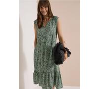 Robe midi imprimée à col fendu