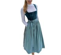 Robe midi traditionnelle bavaroise pour femme - Avec tablier Dirndl - En velours - Ensemble complet pour costume bavarois - Oktoberfest 2025, Bleu marine, M