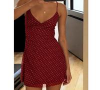 Robe mini à bretelles spaghetti doublée de maille à pois, jupe ultra-courte élégante pour fête à la plage et rentrée scolaire d'été L,M,S,XS,XXSPoisTissu tricoté