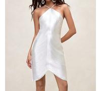 Robe mini à col ras-du-cou avec franges pour femmes, robe mini sexy pour soirée, vacances, rendez-vous, avec bretelles fines, pour l'été, pour sortir L,M,S,XLUnicoloreTissu tissé