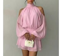 Robe mini à manches longues de couleur unie pour femmes, nouvelle arrivée. Robe trapèze à manches lanternes. Robe de soirée, robe de rendez-vous, robe pour le thé de l'après-midi, automne/hiver L,M,S,