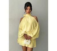 Robe mini à manches longues de couleur unie pour femmes, nouvelle arrivée. Robe trapèze à manches lanternes. Robe de soirée, robe de rendez-vous, robe pour le thé de l'après-midi, automne/hiver L,M,S,