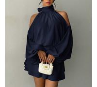 Robe mini à manches longues de couleur unie pour femmes, nouvelle arrivée. Robe trapèze à manches lanternes. Robe de soirée, robe de rendez-vous, robe pour le thé de l'après-midi, automne/hiver L,M,S,