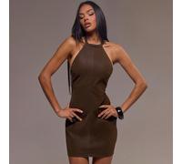 Robe mini ajustée à encolure ras-du-cou, tenue cool d'automne pour sortir, sexy, costumes d'Halloween pour femmes, vêtements d'Halloween pour femmes L,M,S,XL,XSUnicoloreTissu tissé