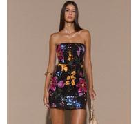 Robe mini ajustée à fleurs 3D en sequins de couleur unie pour l'automne/l'hiver, convient pour une robe de rendez-vous de la Saint-Valentin, une robe de demoiselle d'honneur, une robe de fête d'annive