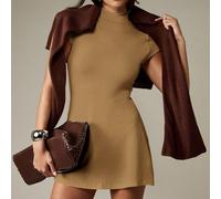 Robe mini côtelée avec encolure ras-du-cou, manches courtes, style moulant. Essentiel de garde-robe décontractée pour l'automne et l'hiver L,M,S,XL,XS,XXL,XXS,XXXL,XXXXLUnicoloreTissu tricoté