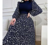 Robe mini femme style arabe patchwork floral mignon, modeste L,M,S,XL,XS,XXL,XXS,XXXL,XXXXLBlocs de couleur,Géométrique,Plantes,Tout ImpriméTissu tissé