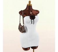 Robe mini moulante style bohème avec découpes en tissu texturé et liens au buste L,M,S,XS,XXSUnicoloreTissu tricoté