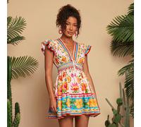 Robe mini pour femmes en tissu tissé avec imprimé avion L,M,S,XL,XS,XXL,XXS,XXXL,XXXXLTribal,PlantesTissu tissé