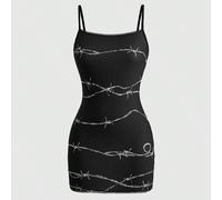 Robe mini pour femmes, motif épines, robe moulante gothique, printemps été, jupe ultra courte, style sexy épicée L,M,S,XS,XXSgraphiqueTissu tricoté
