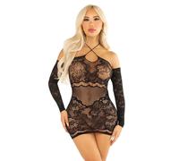 Robe mini sans coutures à épaules dénudées femme Leg Avenue Noir TU