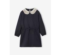 Robe molleton col en macramé fille gris ardoise 8A