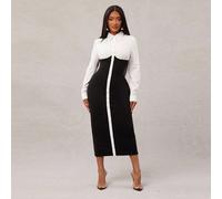 Robe moulante à manches longues élégante et sexy en noir et blanc, tenue de bureau à la mode, tenue professionnelle L,M,S,XSTissu tricoté
