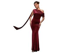 Robe moulante asymÃ©trique femme Goddiva Bardor Maxi Rouge 42